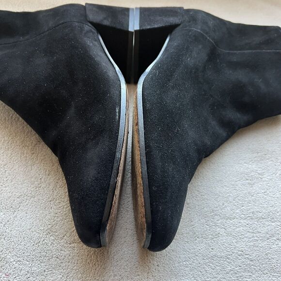 VINCE Black Suede Leather Ankle Boots Women’s 7 M Soft Square Toe Side Zip - Picture 7 of 15